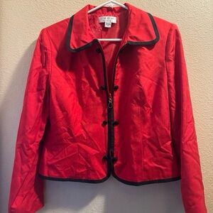 SHOMI Red Blazer with Black Trim